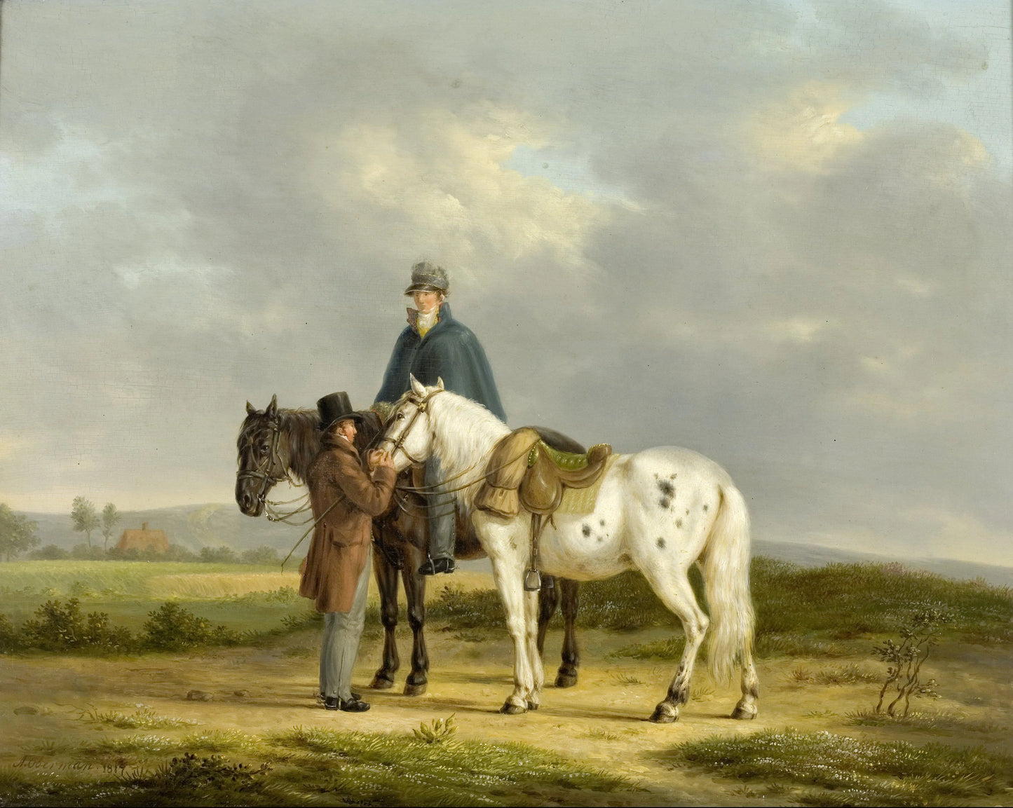 Two Riders in a Landscape – Anthony Oberman Vintage Landscape Art Print | Wall Art Poster