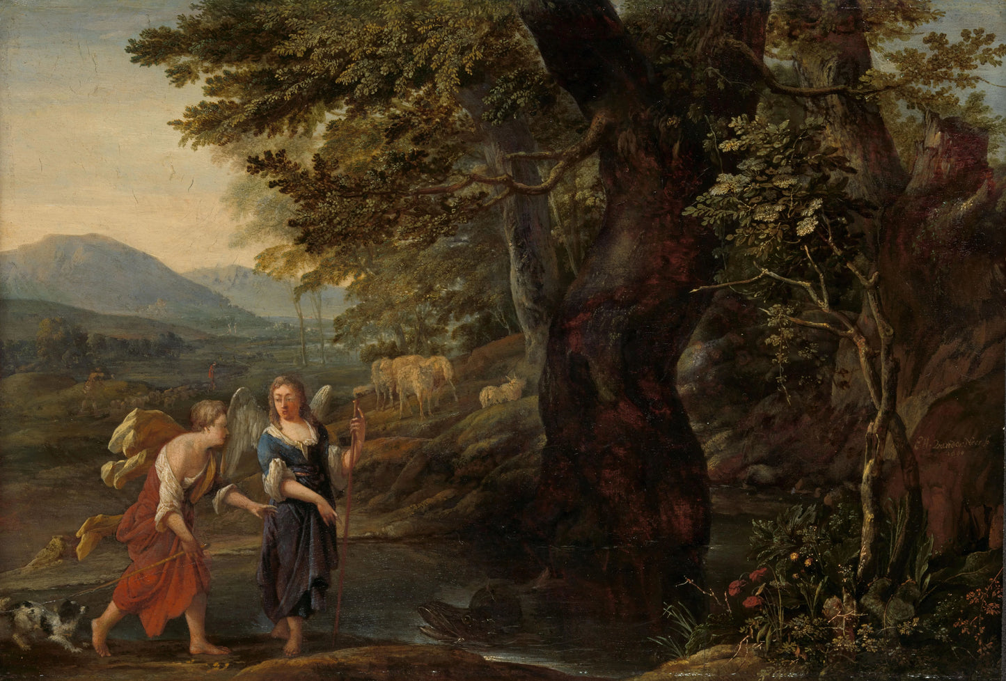 Tobias and the angel – Eglon van der Neer Vintage Art Print | Wall Art Poster