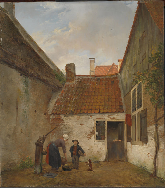 Inner Courtyard – Andreas Schelfhout (vermeld op object) Vintage Art Print | Wall Art Poster