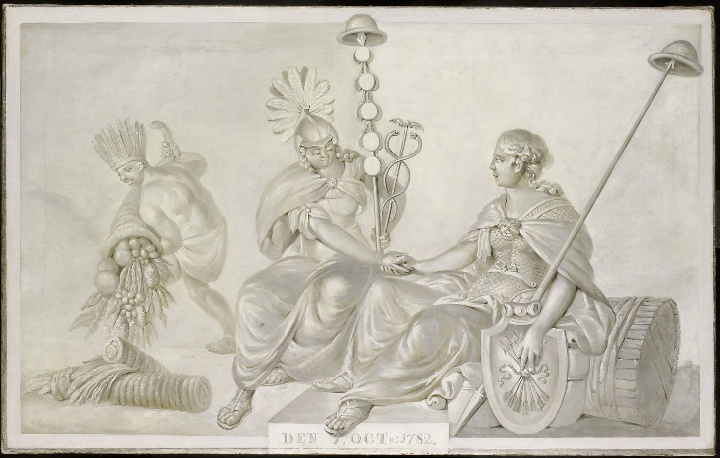 Allegory of the 'Treaty of Friendship and Commerce between the States General of the United Netherlands and the United States of America', The Hague, 7 October 1782 – anonymous Vintage Art Print | Wall Art Poster