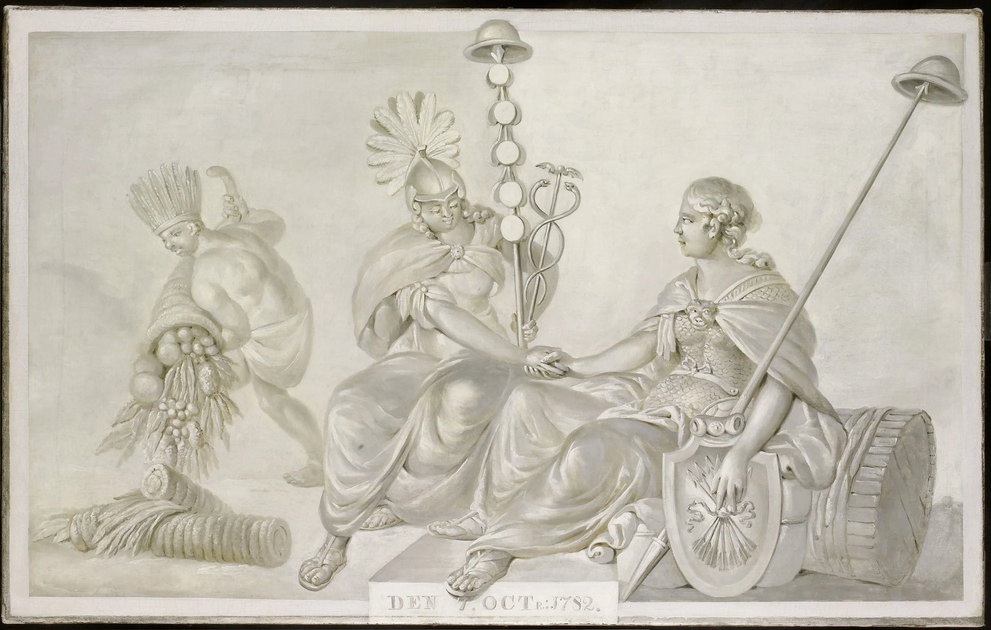Allegory of the 'Treaty of Friendship and Commerce between the States General of the United Netherlands and the United States of America', The Hague, 7 October 1782 – anonymous Vintage Art Print | Wall Art Poster