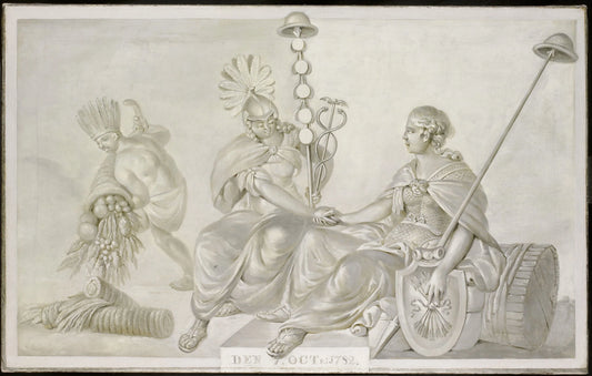 Allegory of the 'Treaty of Friendship and Commerce between the States General of the United Netherlands and the United States of America', The Hague, 7 October 1782 – anonymous Vintage Art Print | Wall Art Poster