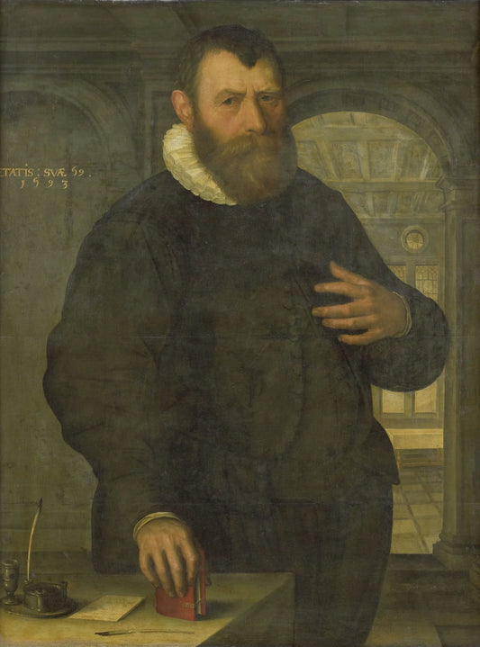 Portrait of Bartholomeus van der Wiere (1534-1603) – toegeschreven aan Jan Claesz. Vintage Portrait Art Print | Wall Art Poster
