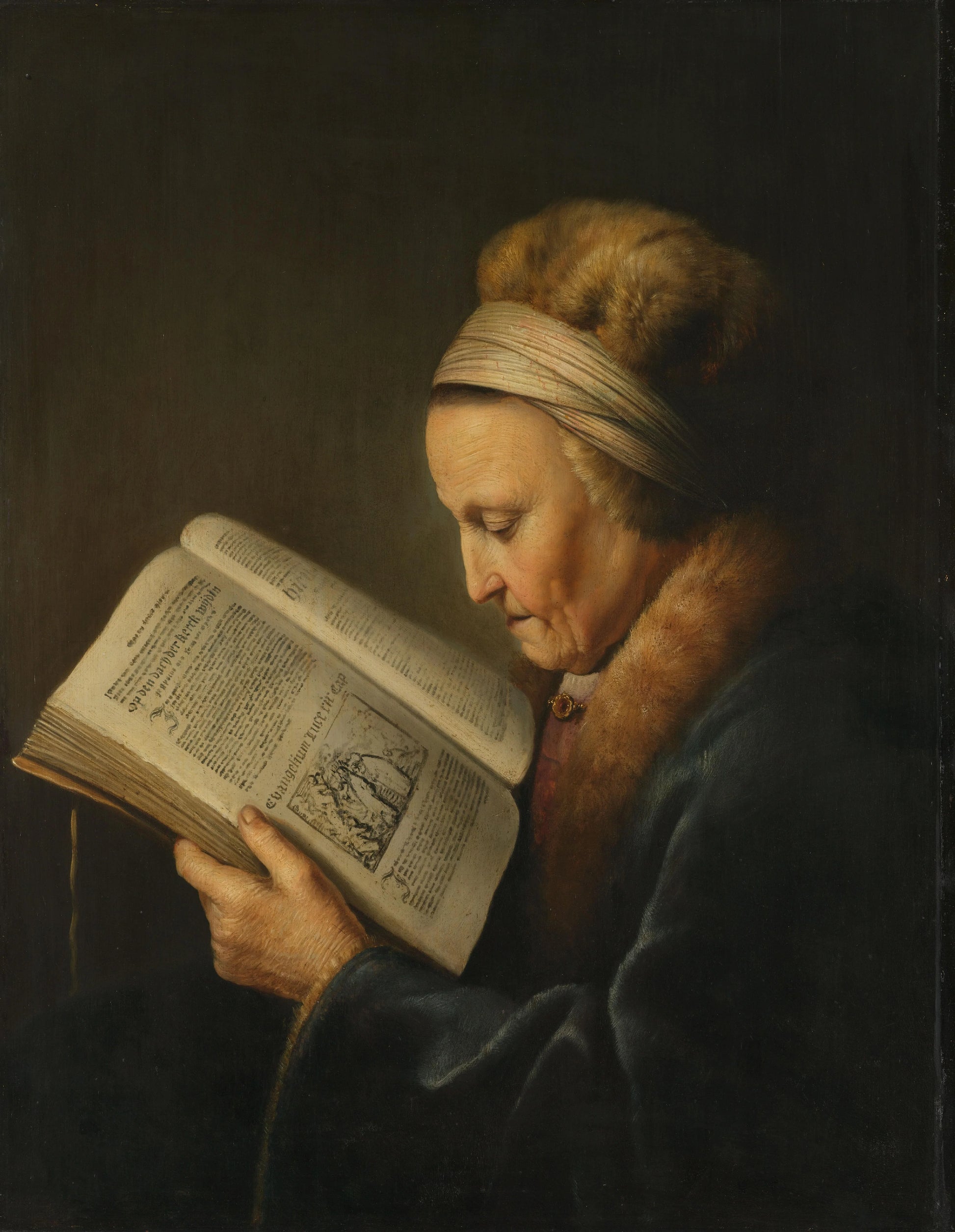 Old Woman Reading – Gerrit Dou Vintage Art Print | Wall Art Poster