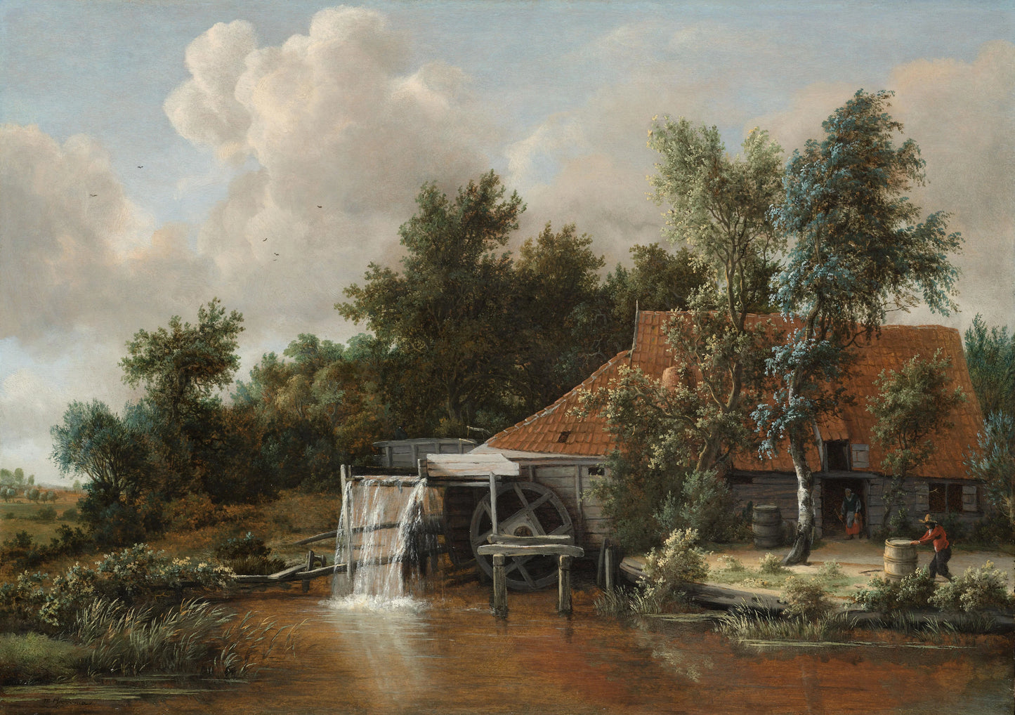 A Watermill – Meindert Hobbema Vintage Landscape Art Print | Wall Art Poster