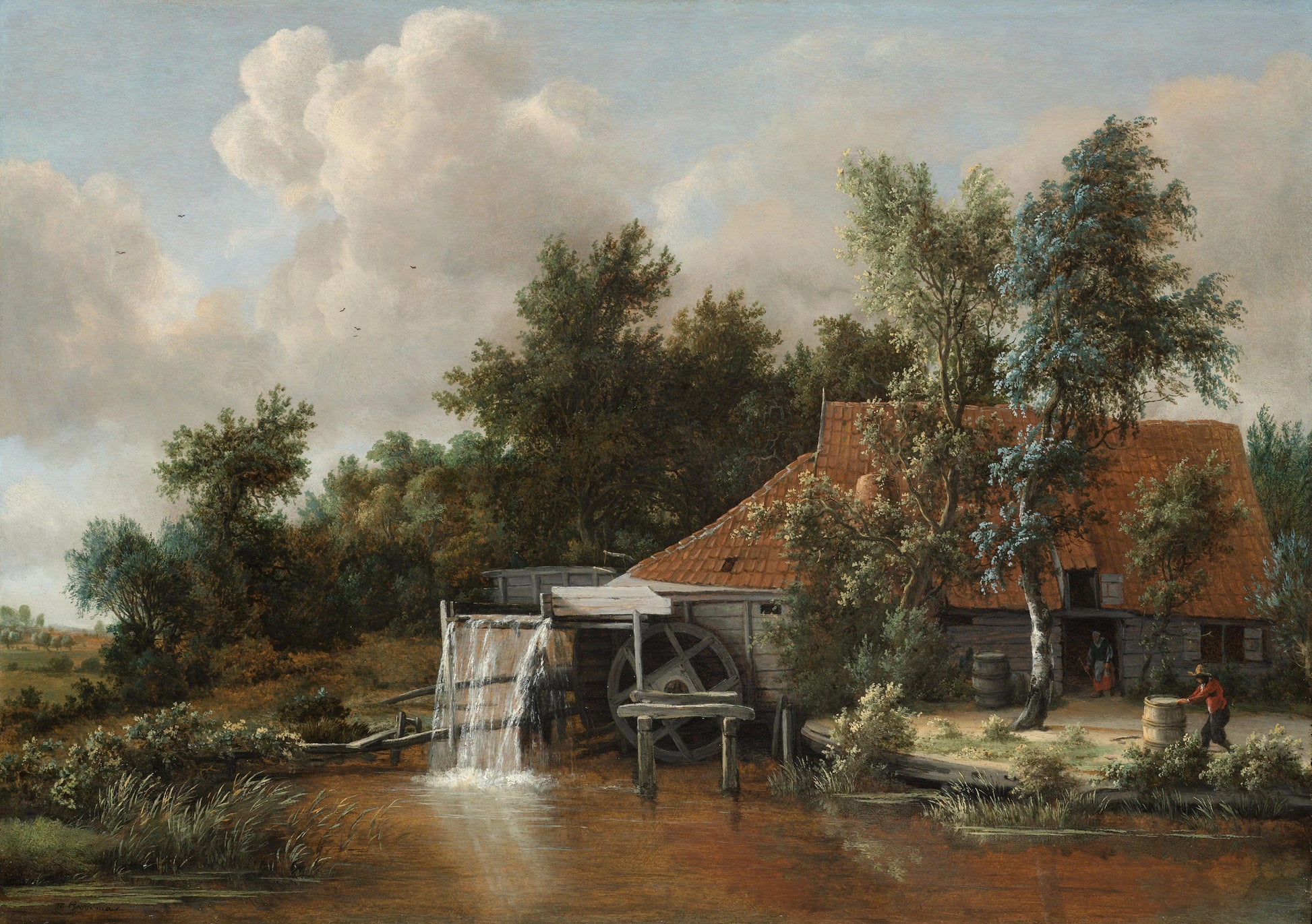 A Watermill – Meindert Hobbema Vintage Landscape Art Print | Wall Art Poster