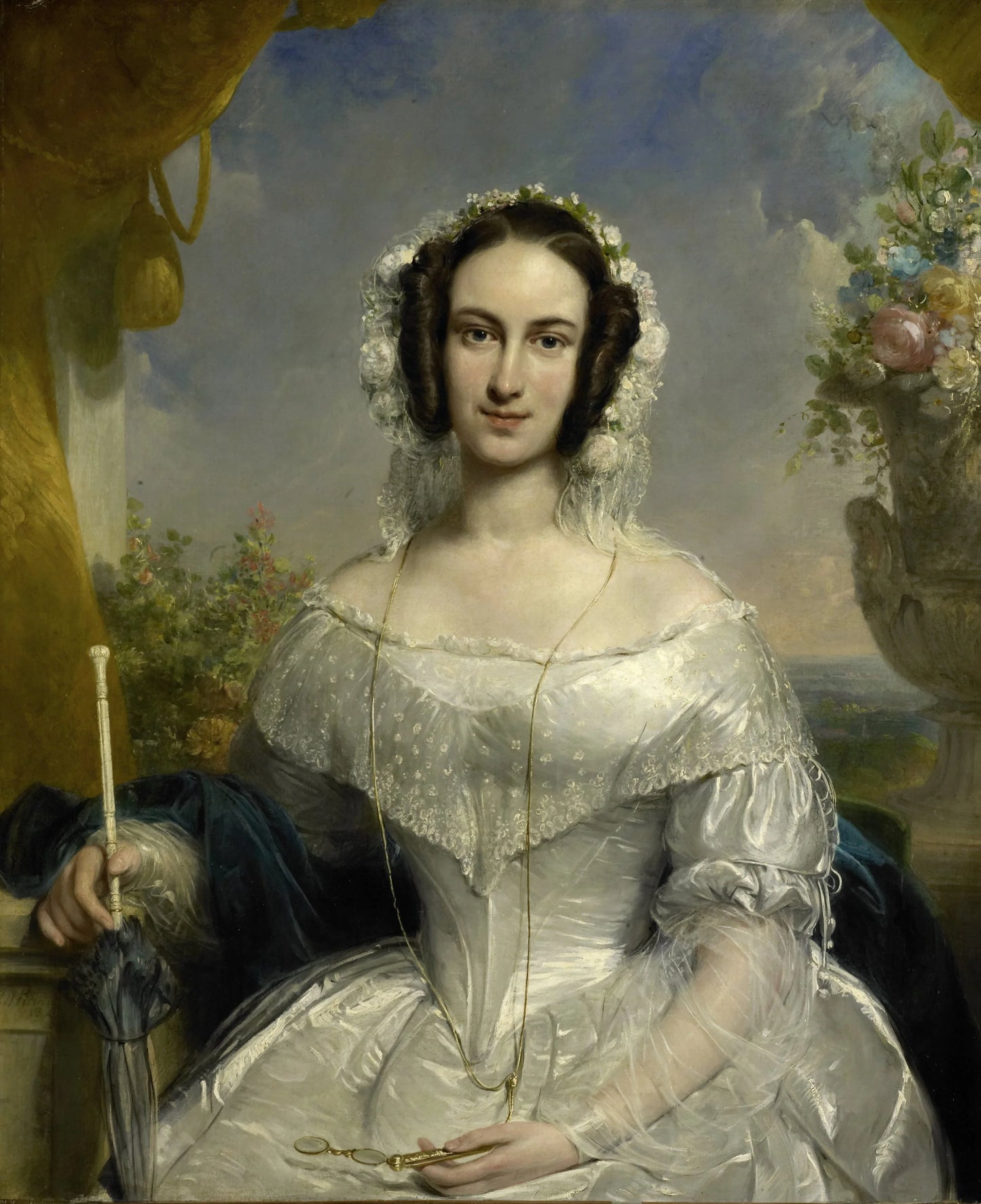 Agatha Petronella Hartsen (1814-78). In bruidstoilet ter gelegenheid van haar huwelijk met Jan van der Hoop op 17 maart 1841 – Jan Willem Pieneman Vintage Art Print | Wall Art Poster