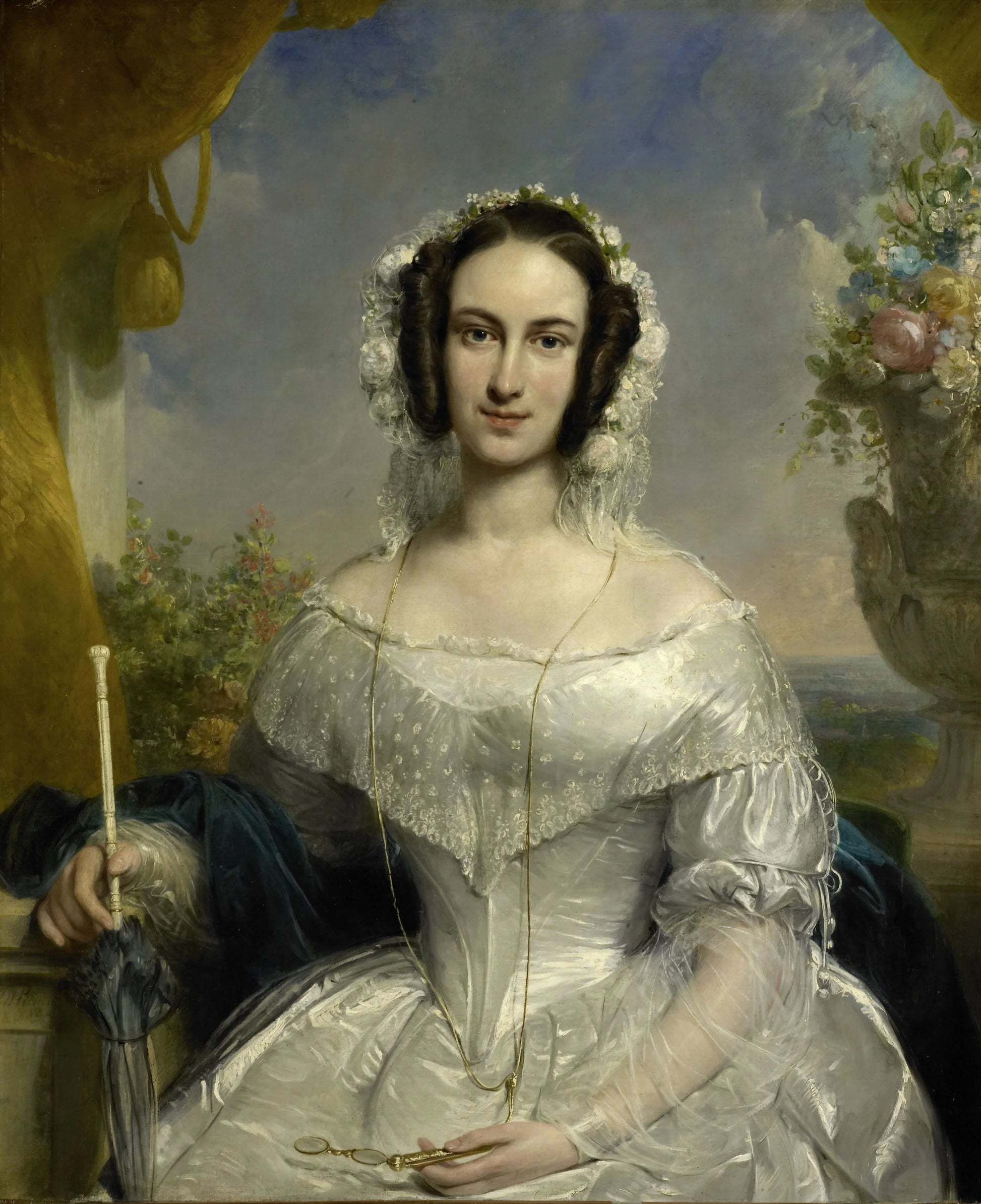 Agatha Petronella Hartsen (1814-78). In bruidstoilet ter gelegenheid van haar huwelijk met Jan van der Hoop op 17 maart 1841 – Jan Willem Pieneman Vintage Art Print | Wall Art Poster
