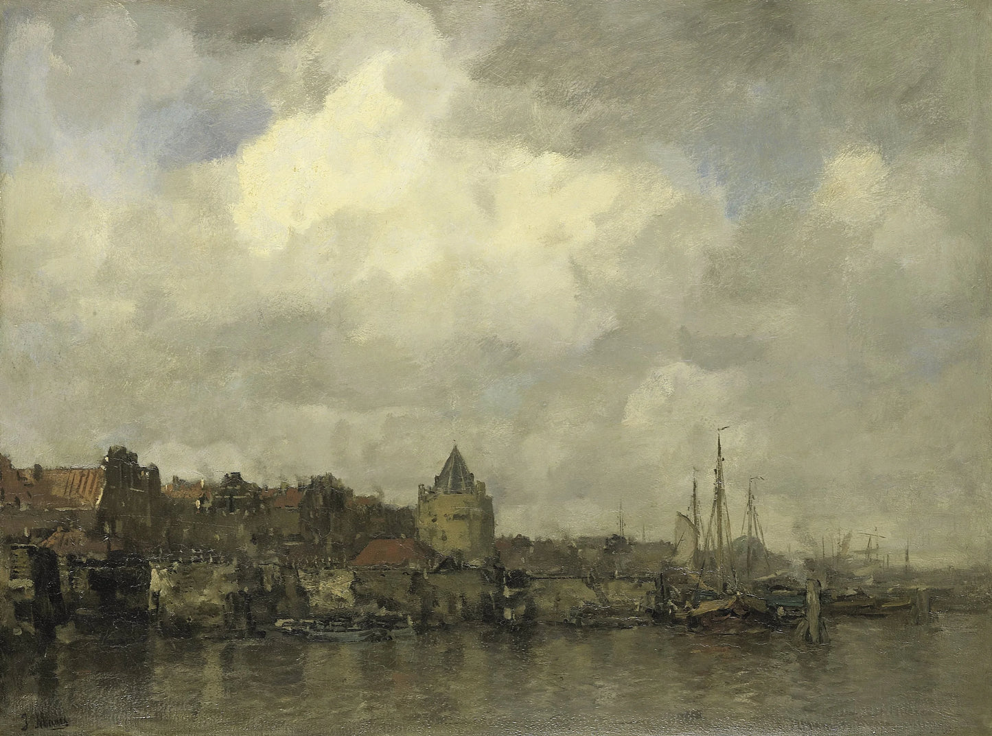 De Schreierstoren aan de Buitenkant te Amsterdam – Jacob Maris Vintage Cityscape Art Print | Wall Art Poster