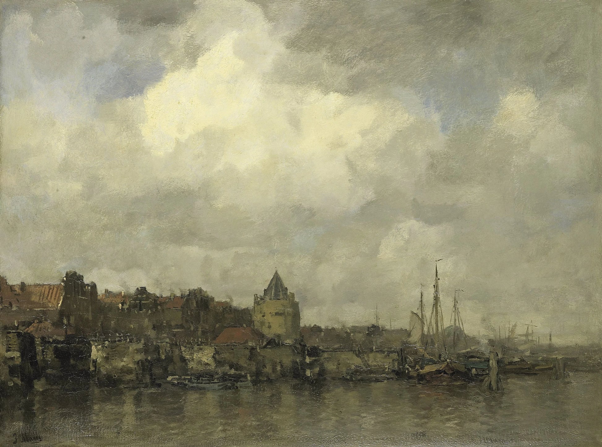 De Schreierstoren aan de Buitenkant te Amsterdam – Jacob Maris Vintage Cityscape Art Print | Wall Art Poster