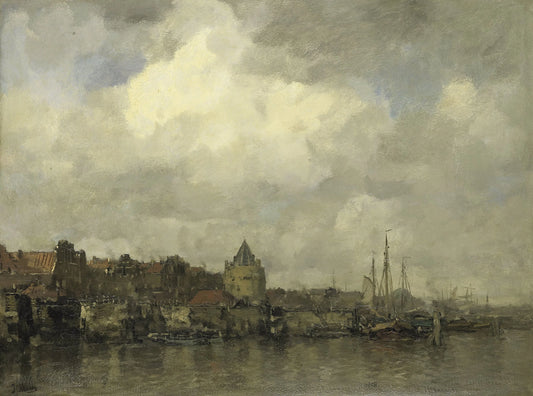 De Schreierstoren aan de Buitenkant te Amsterdam – Jacob Maris Vintage Cityscape Art Print | Wall Art Poster