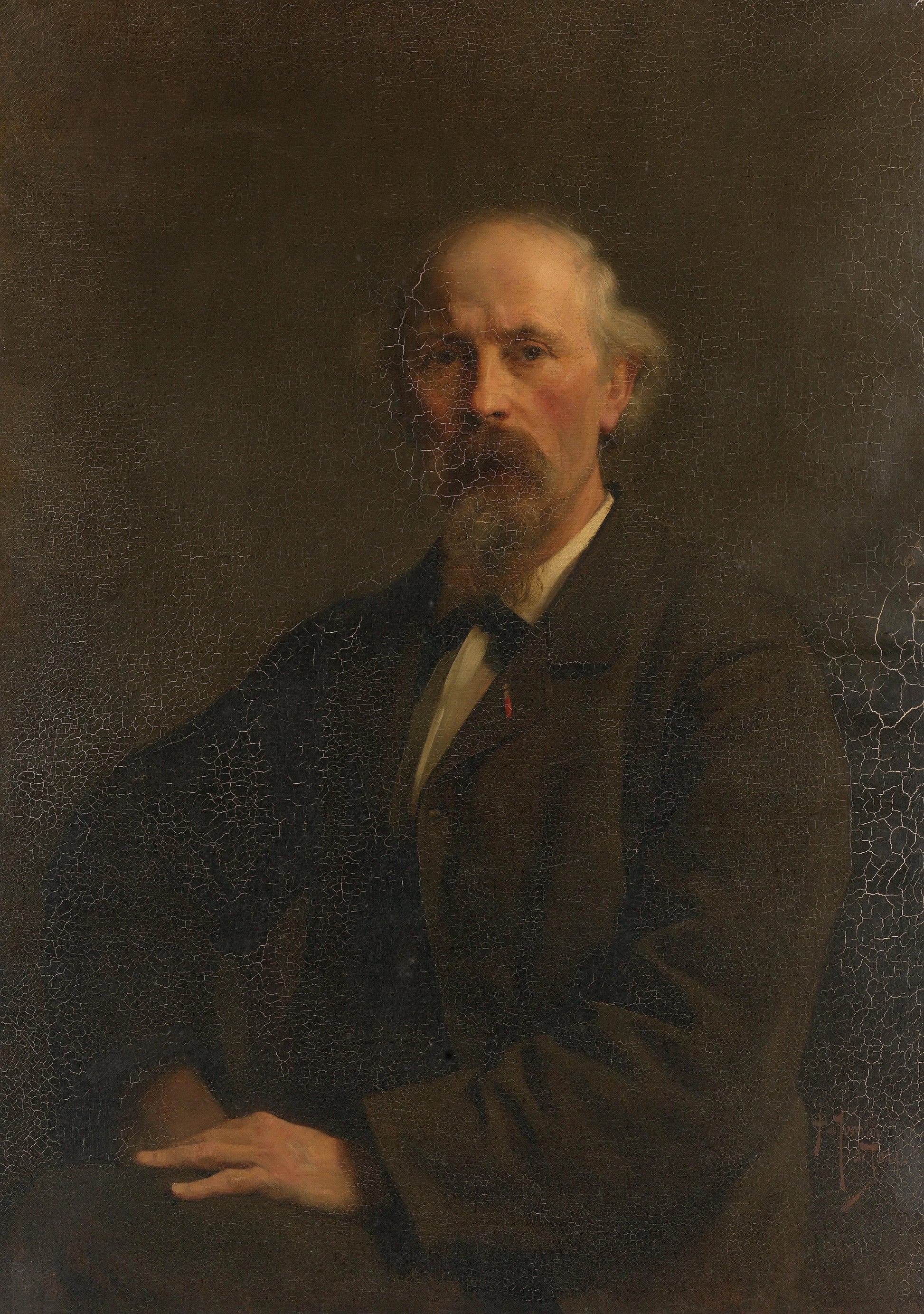 Portret van Pieter Stortenbeker (1828-1898), kunstschilder – Pieter de Josselin de Jong Vintage Self-Portrait Art Print | Wall Art Poster