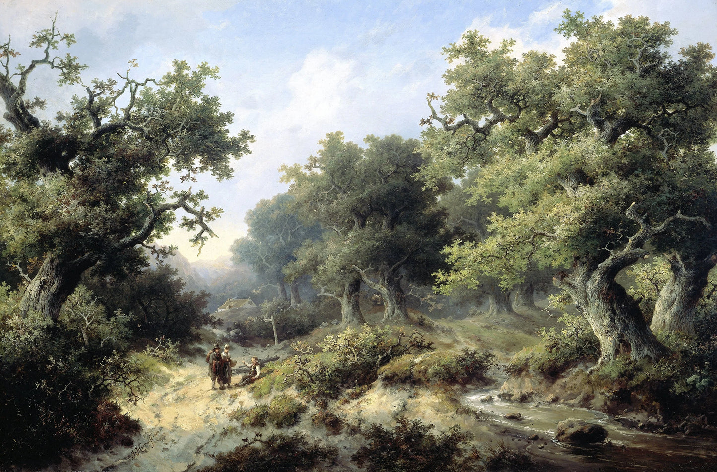 Boslandschap met reizigers – Jacob Cremer Vintage Landscape Art Print | Wall Art Poster
