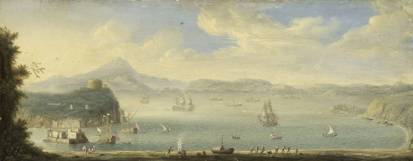 View of the Gulf of Naples – omgeving van Caspar van Wittel Vintage Harbour Scene Art Print | Wall Art Poster