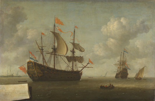 The Arrival of the English Flagship 'Royal Charles' at Hellevoetsluis, Captured during the Dutch Raid on the Medway, June 1667 – Jeronymus van Diest (II) Vintage Marine Scene Art Print | Wall Art Poster