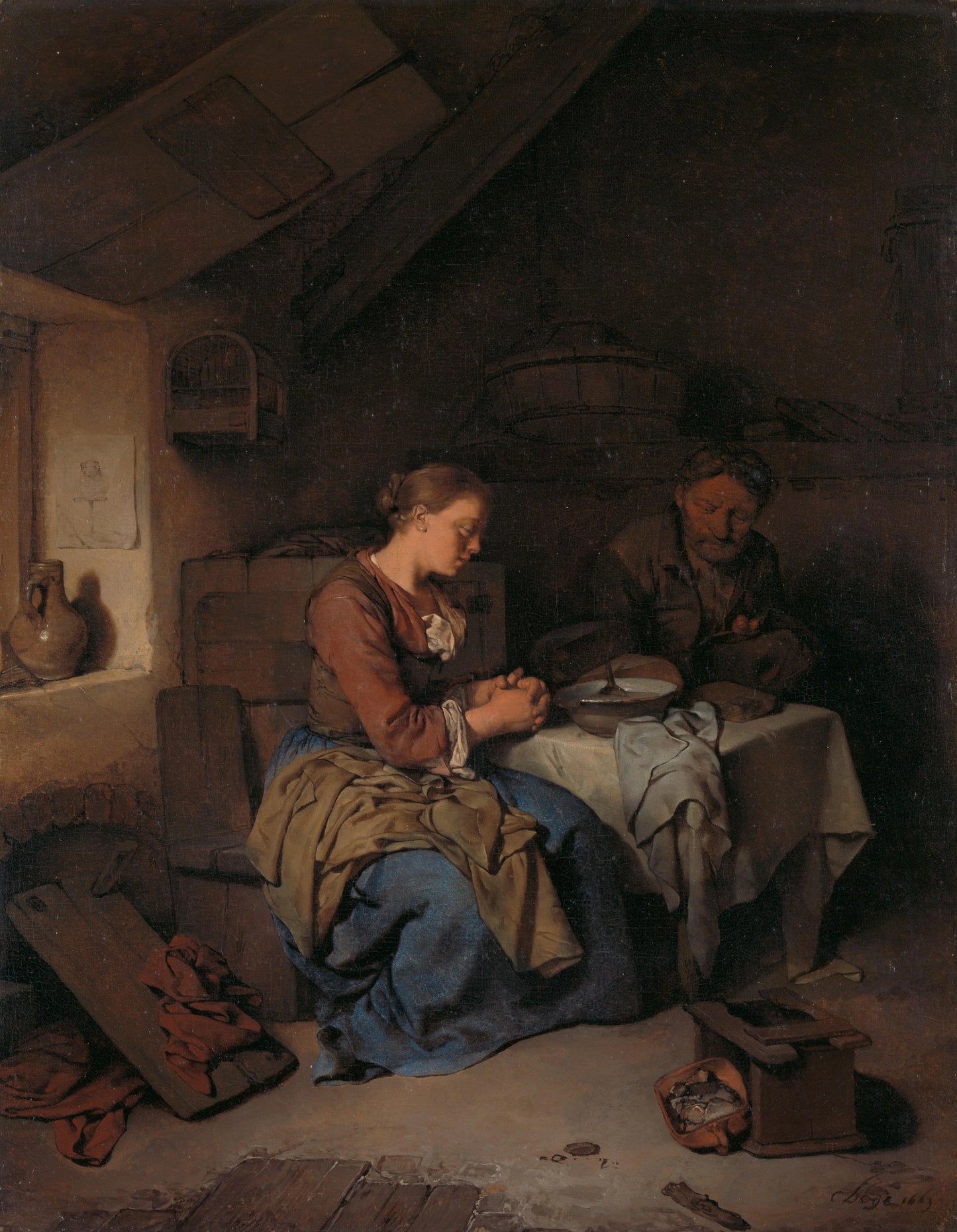 Saying Grace – Cornelis Pietersz. Bega Vintage Art Print | Wall Art Poster