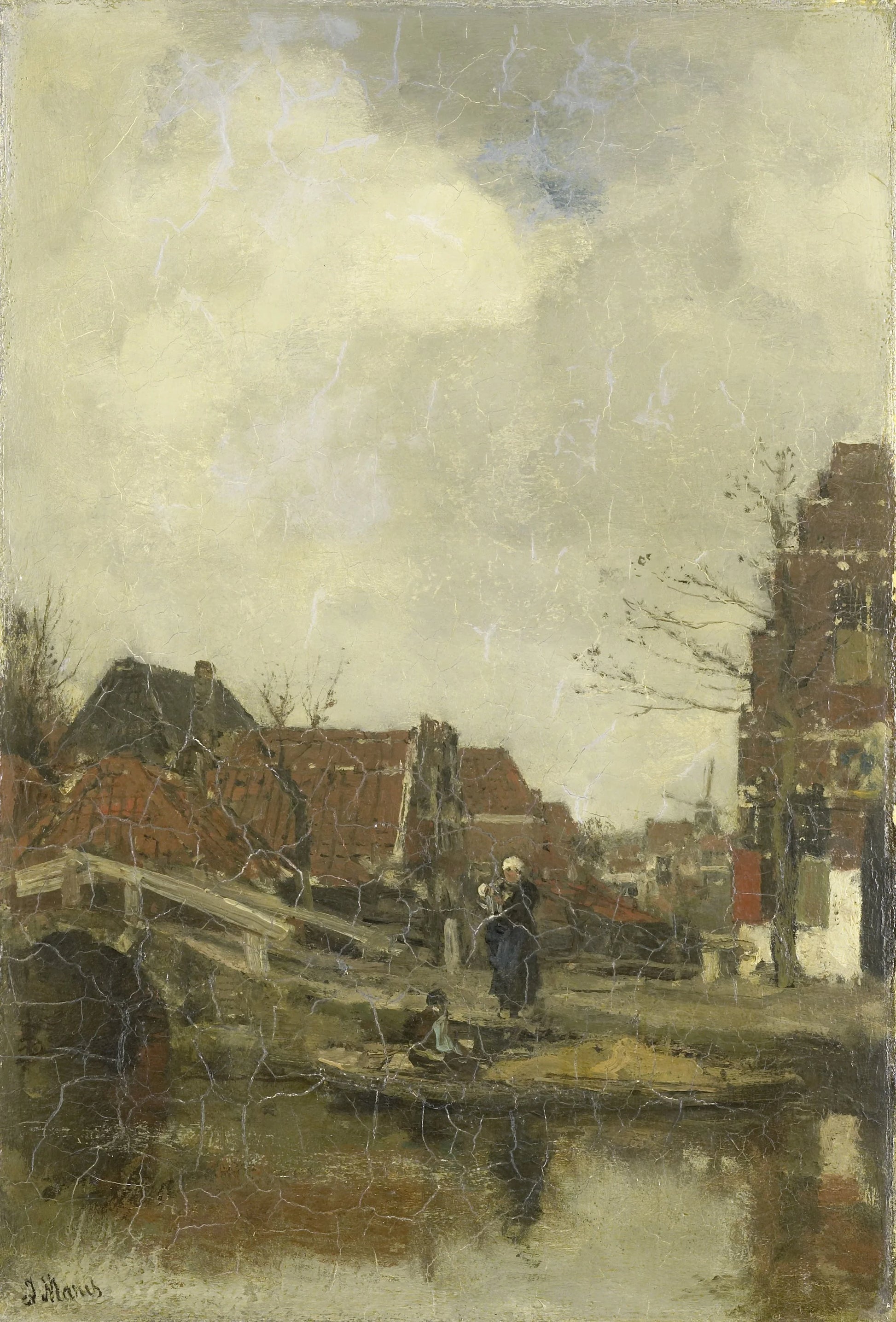 Oud buurtje aan het water – Jacob Maris Vintage Landscape Art Print | Wall Art Poster