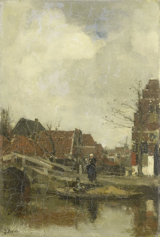 Oud buurtje aan het water – Jacob Maris Vintage Landscape Art Print | Wall Art Poster