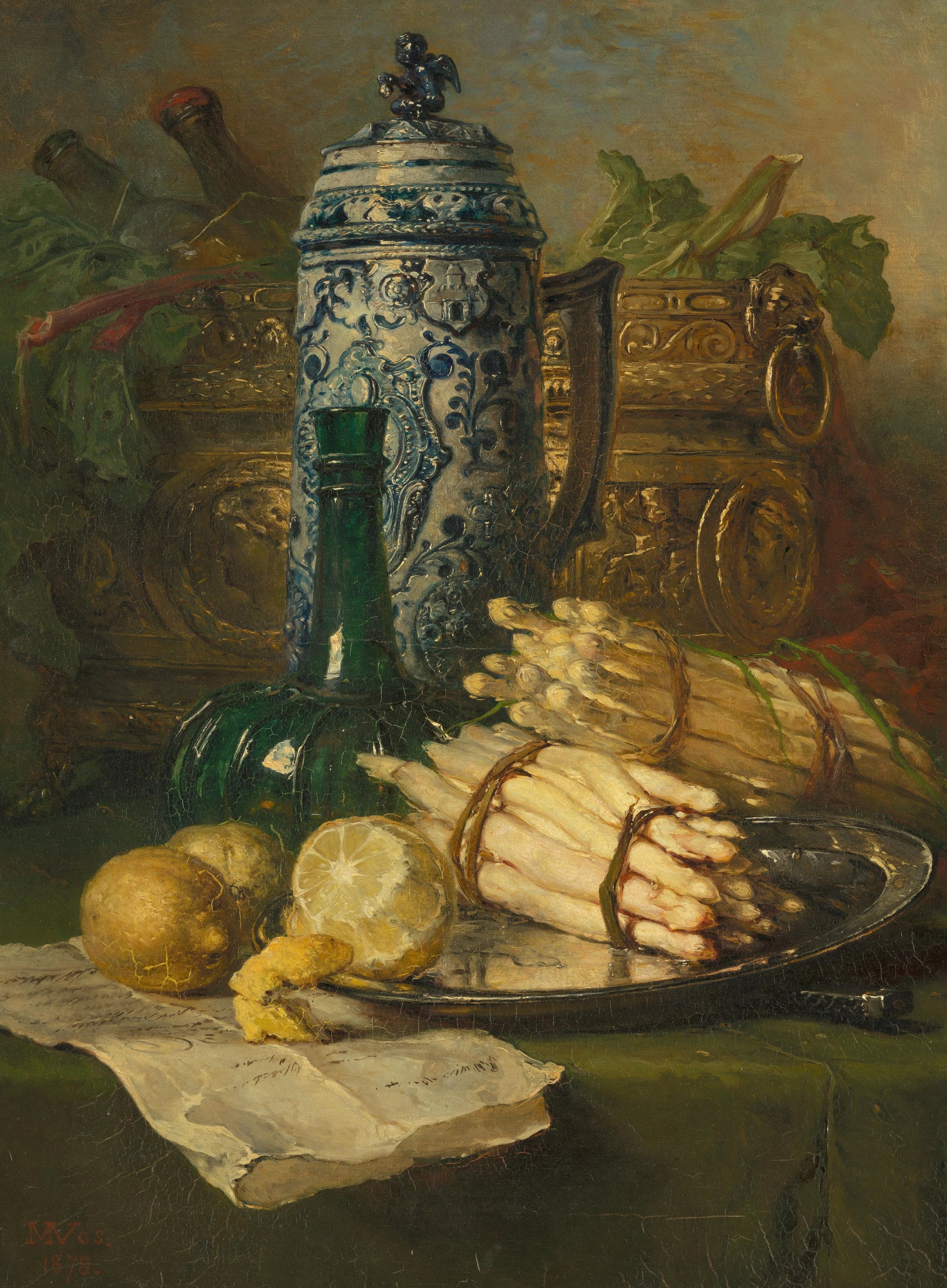 Stilleven met kan van steengoed – Maria Vos (vermeld op object) Vintage Still Life Art Print | Wall Art Poster