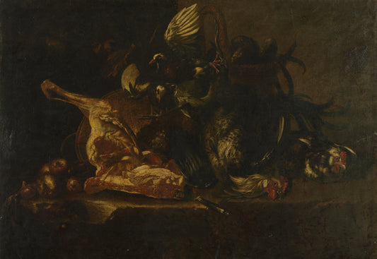 Still life with meat and dead birds – Christoffel Puytlinck (vermeld op object) Vintage Still Life Art Print | Wall Art Poster