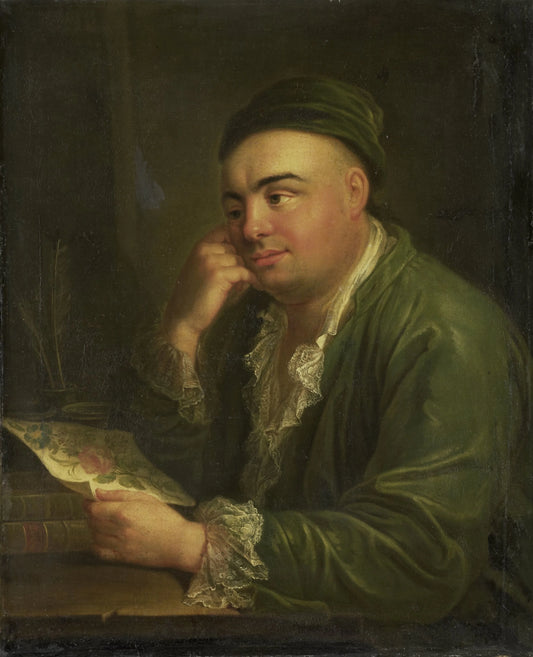 A Man with a Drawing of Flowers, so-called Portrait of Jacob Feitama Jr, Merchant in Amsterdam – anoniem Vintage Portrait Art Print | Wall Art Poster