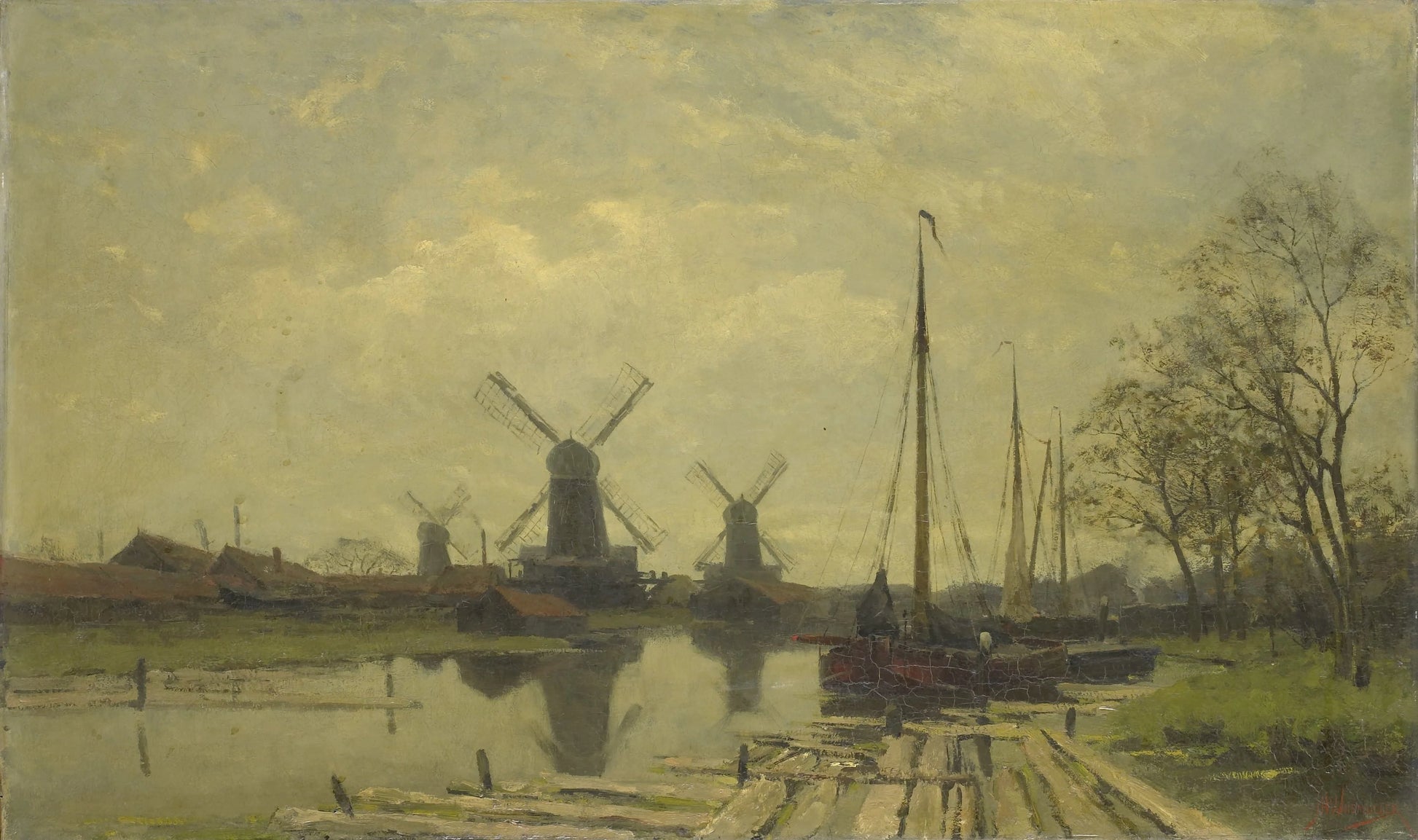 Waterway near the Baarsjes, Amsterdam – Jan Hillebrand Wijsmuller Vintage Cityscape Art Print | Wall Art Poster