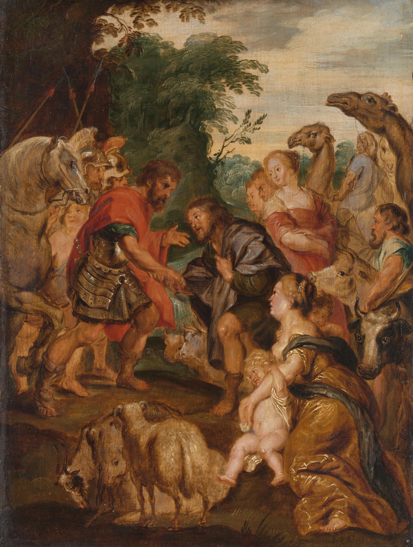The Reconciliation Between Jacob and Esau – naar Peter Paul Rubens Vintage Art Print | Wall Art Poster