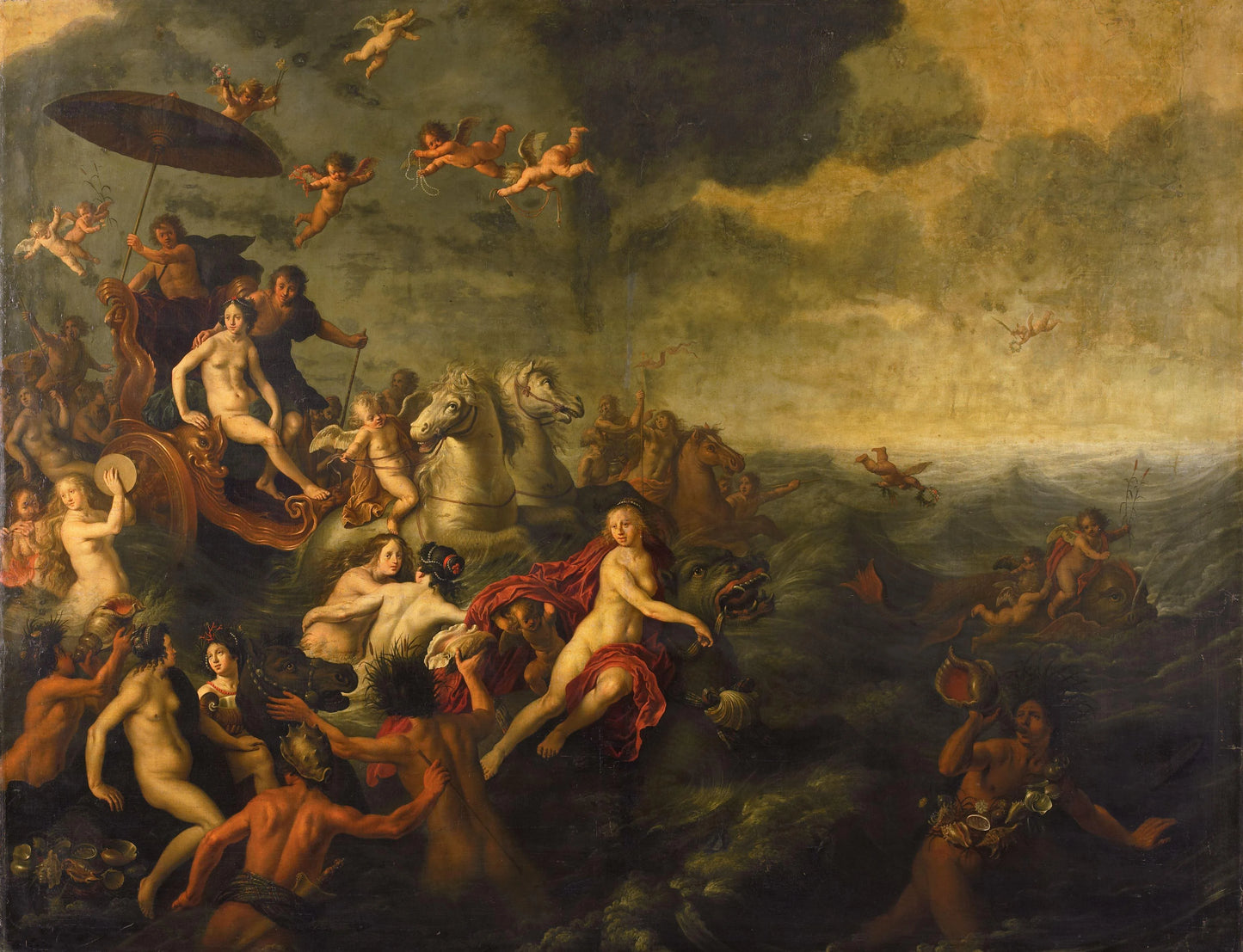 Galatea and Acis – Adriaen van Nieulandt (I) (eigenhandig gesigneerd) Vintage Art Print | Wall Art Poster