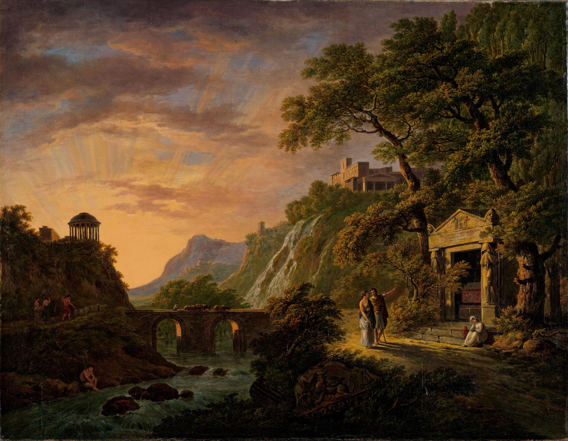 Arcadian Landscape with Setting Sun – Daniël Dupré, Daniël Dupré Vintage Landscape Art Print | Wall Art Poster