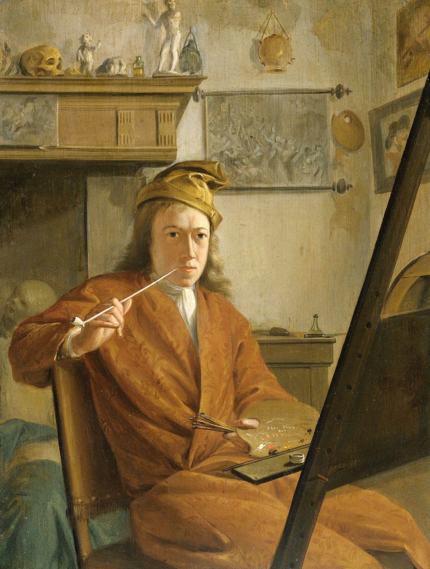 Portrait of a Painter, perhaps the Artist Himself – attributed to Aert Schouman Vintage Self-Portrait Art Print | Wall Art Poster