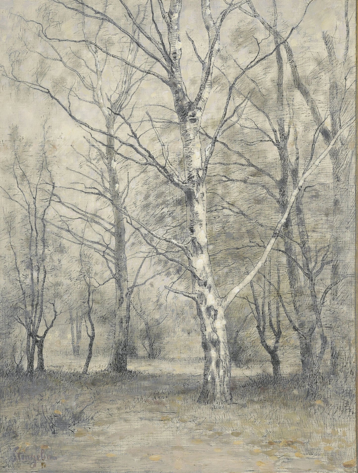 Bos met berkebomen – Alphonse Stengelin Vintage Landscape Art Print | Wall Art Poster
