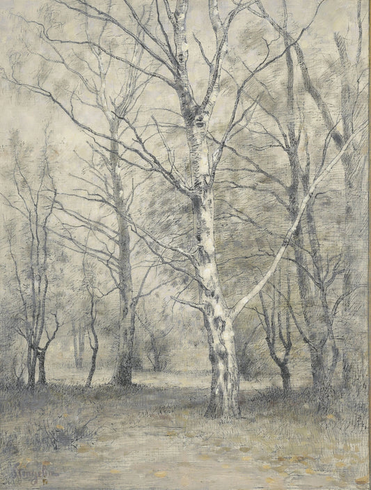 Bos met berkebomen – Alphonse Stengelin Vintage Landscape Art Print | Wall Art Poster