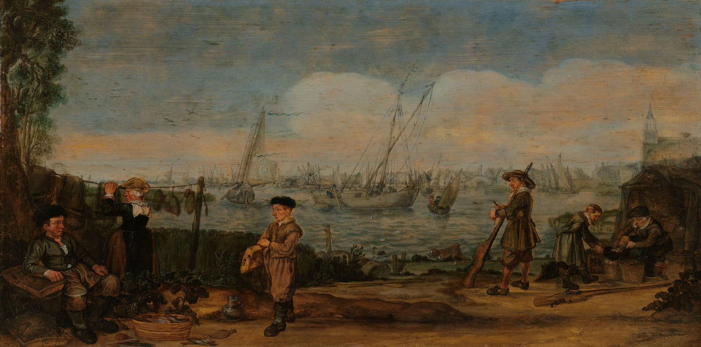 Fishermen and Hunters – Arent Arentsz (signed by artist) Vintage Art Print | Wall Art Poster