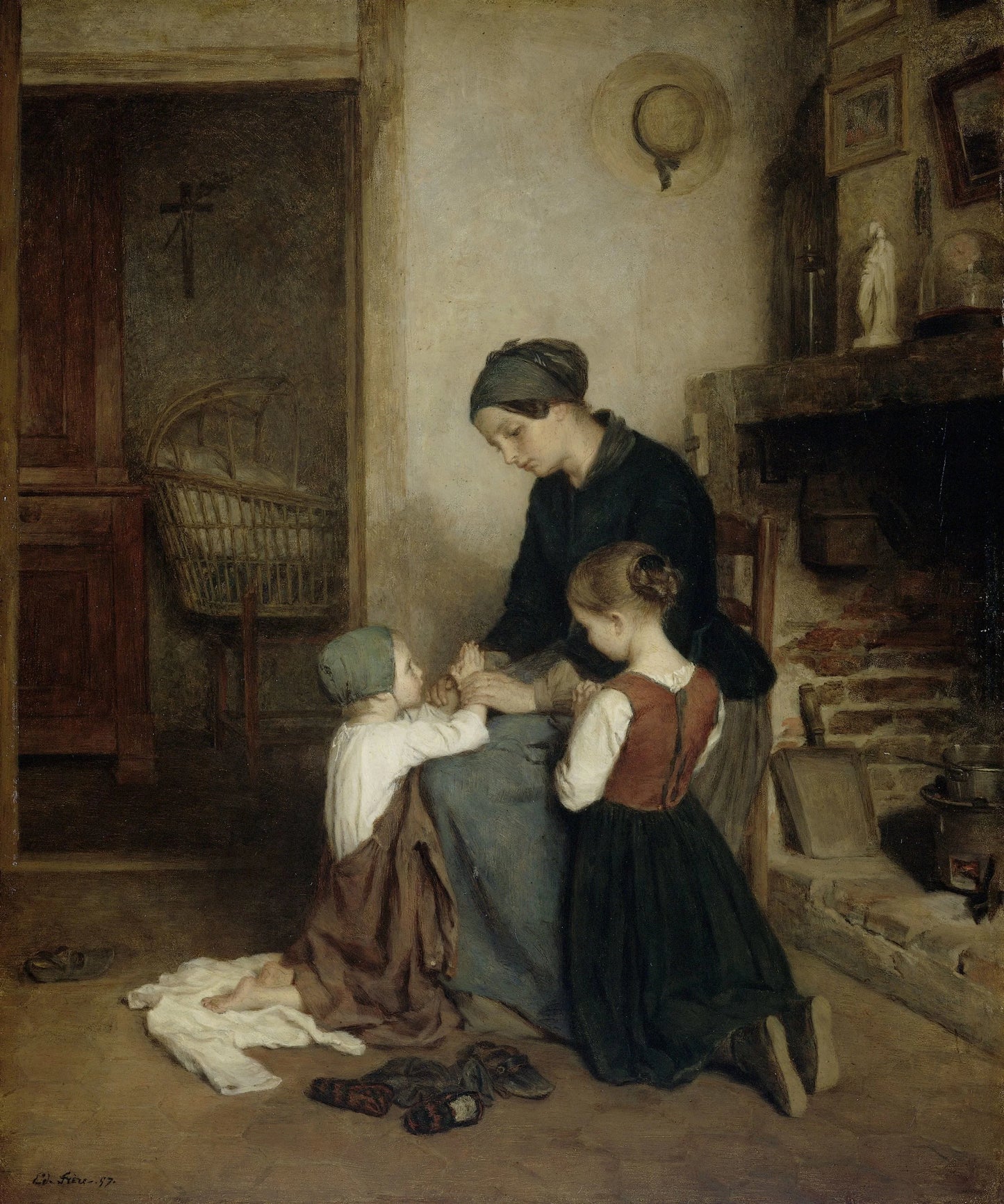 The Evening Prayer – Pierre Edouard Frère (vermeld op object) Vintage Art Print | Wall Art Poster