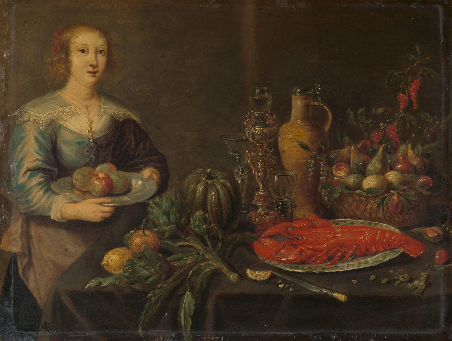 Servant by a Larder Table – anoniem Vintage Still Life Art Print | Wall Art Poster