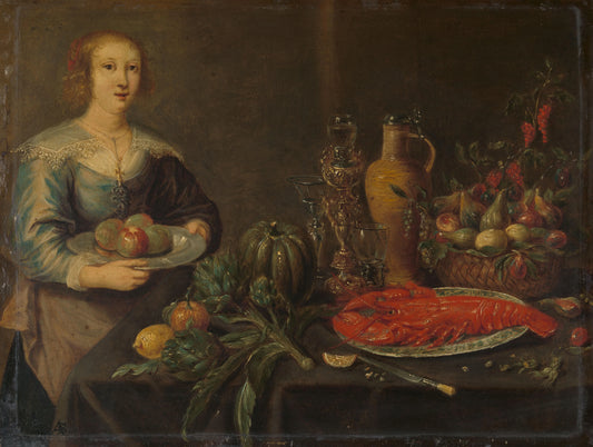 Servant by a Larder Table – anoniem Vintage Still Life Art Print | Wall Art Poster