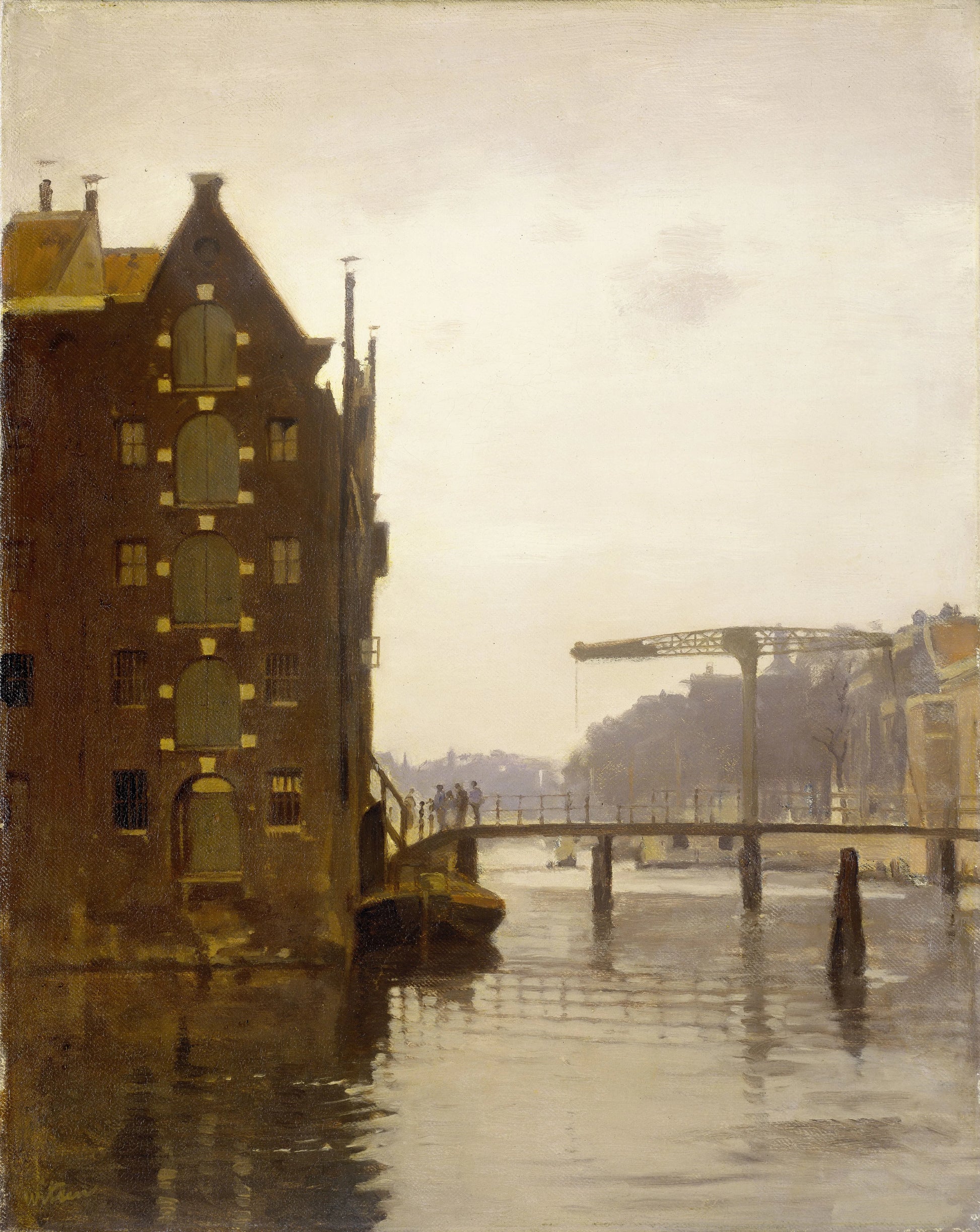Gezicht vanaf de Rapenburgwal op de Peperbrug en het pakhuis Sweeden – Willem Witsen Vintage Harbour Scene Art Print | Wall Art Poster