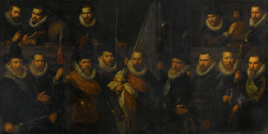 Officers and Other Civic Guardsmen of the IIIrd District of Amsterdam, under the Command of Captain Jacob Gerritsz Hoyngh and Lieutenant Nanningh Florisz Cloeck – Paulus Moreelse (eigenhandig gesigneerd) Vintage Portrait Art Print | Wall Art Poster
