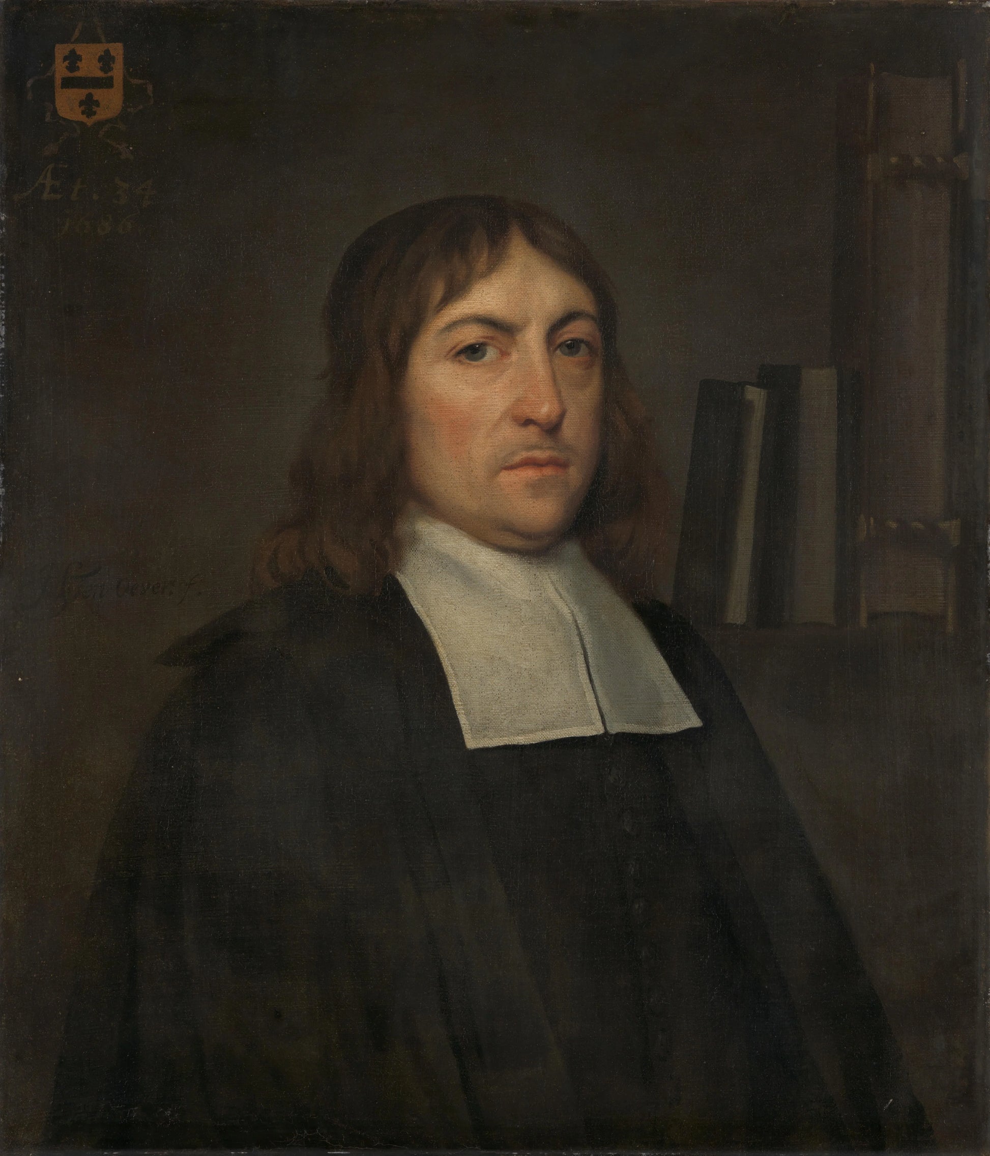 Portrait of Barend Hakvoort (1652-1735), bookseller, church reader and catechism master in Zwolle – Hendrick ten Oever Vintage Portrait Art Print | Wall Art Poster