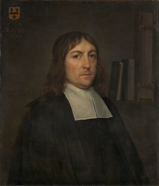 Portrait of Barend Hakvoort (1652-1735), bookseller, church reader and catechism master in Zwolle – Hendrick ten Oever Vintage Portrait Art Print | Wall Art Poster