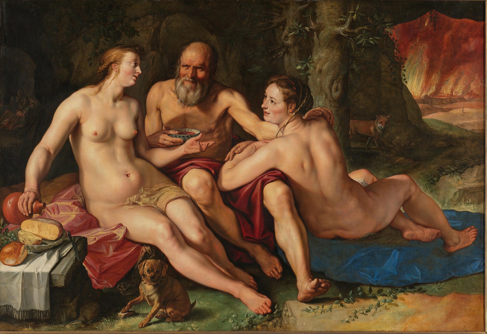 Loth and his Daughters – Hendrick Goltzius Vintage Cityscape Art Print | Wall Art Poster