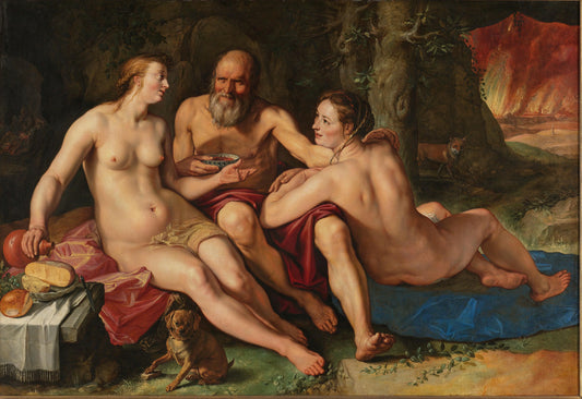 Loth and his Daughters – Hendrick Goltzius Vintage Cityscape Art Print | Wall Art Poster