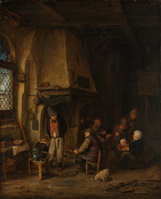 ‘The Skaters’: Peasants in an Interior – Adriaen van Ostade (vermeld op object) Vintage Art Print | Wall Art Poster