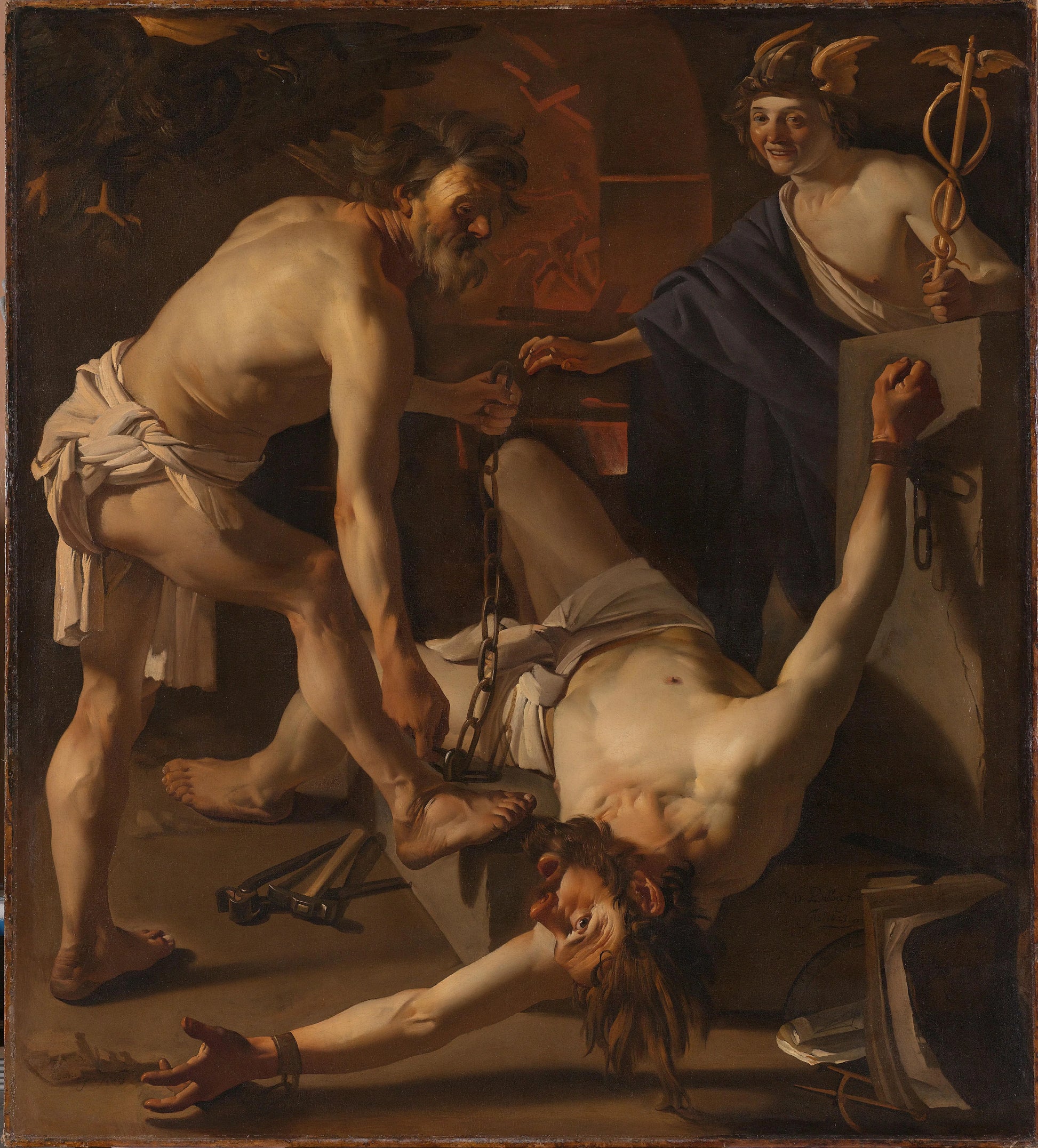 Prometheus Chained by Vulcan – Dirck van Baburen (signed by artist) Vintage Art Print | Wall Art Poster