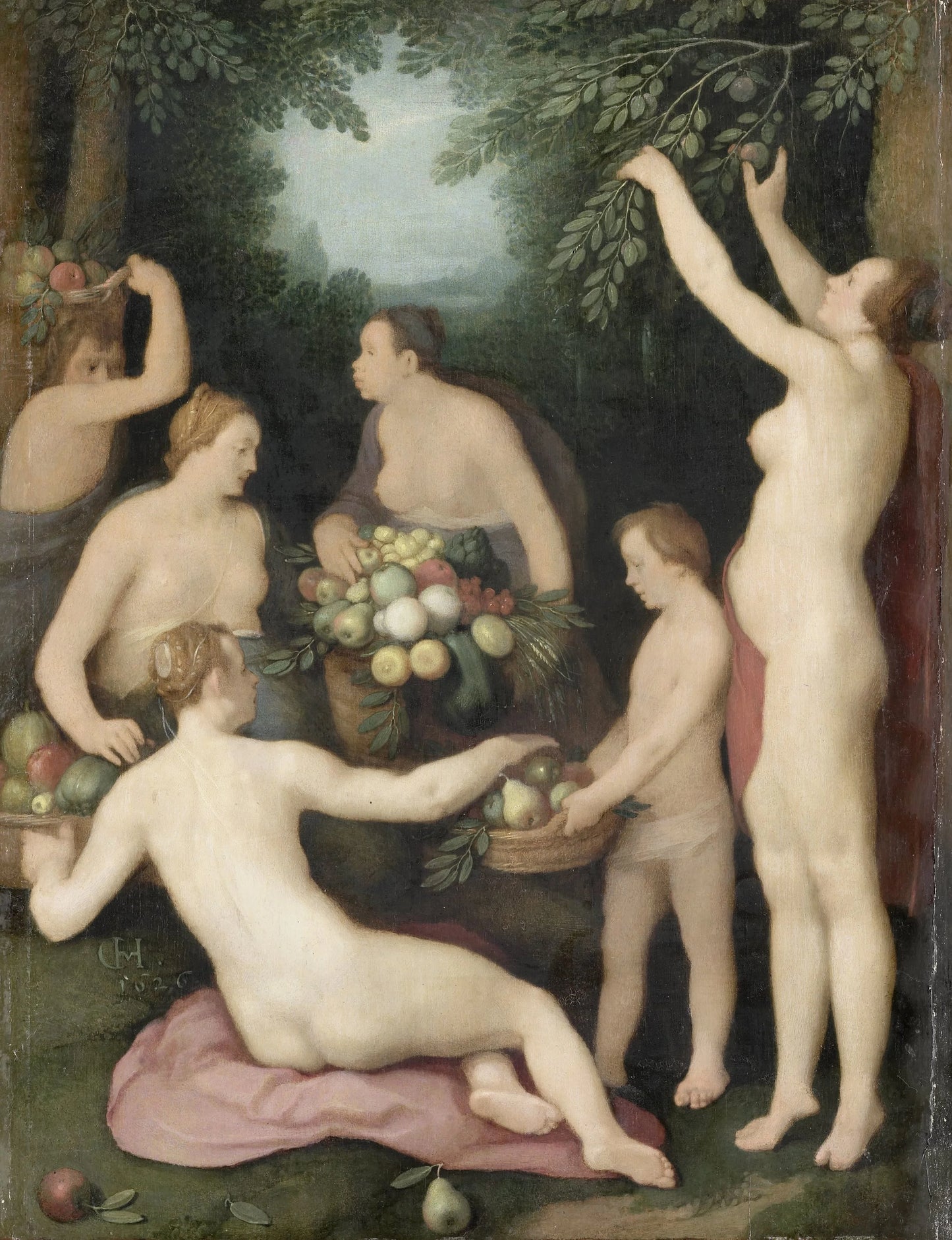 Pomona Receiving the Harvest of Fruit – Cornelis Cornelisz. van Haarlem Vintage Art Print | Wall Art Poster
