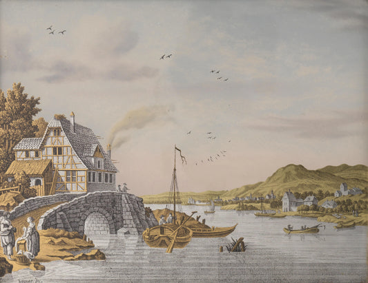 Houses along a River – Jonas Zeuner Vintage Landscape Art Print | Wall Art Poster