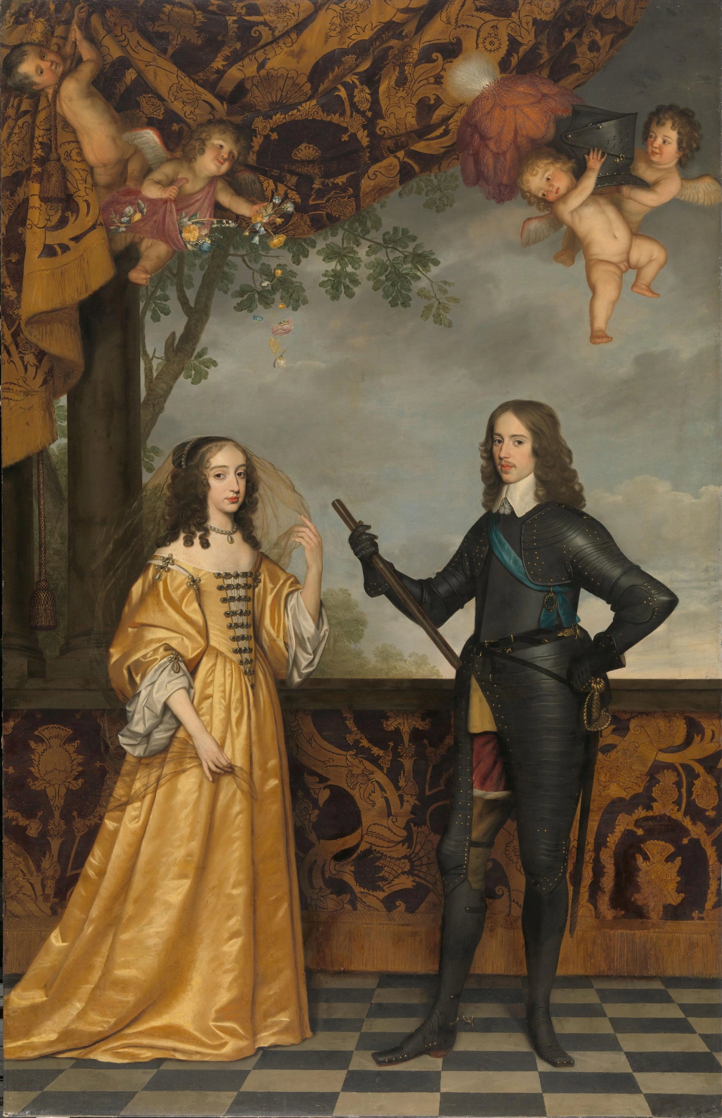 Portrait of Willem II (1626-1650), Prince of Orange, and his Wife Mary Stuart (1631-1660) – Gerard van Honthorst (signed by artist) Vintage Portrait Art Print | Wall Art Poster