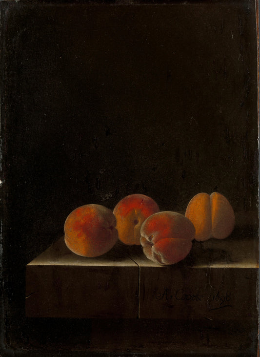 Four Apricots on a Stone Plinth – Adriaen Coorte Vintage Art Print | Wall Art Poster