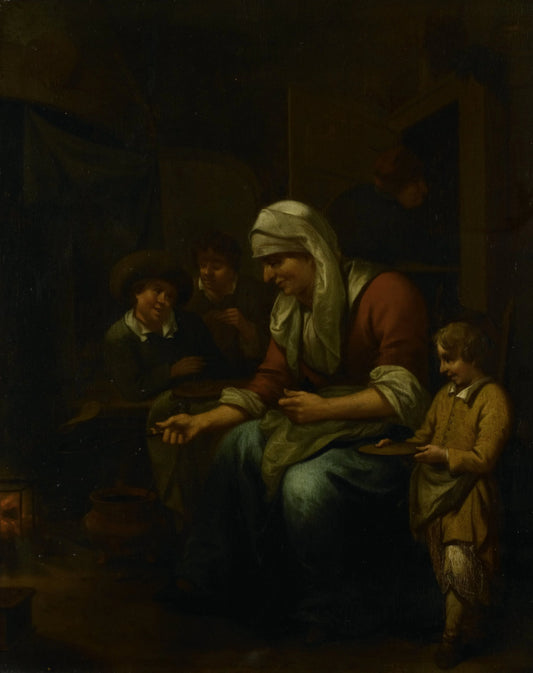 Woman making pancakes – Bernardus van Schijndel Vintage Art Print | Wall Art Poster
