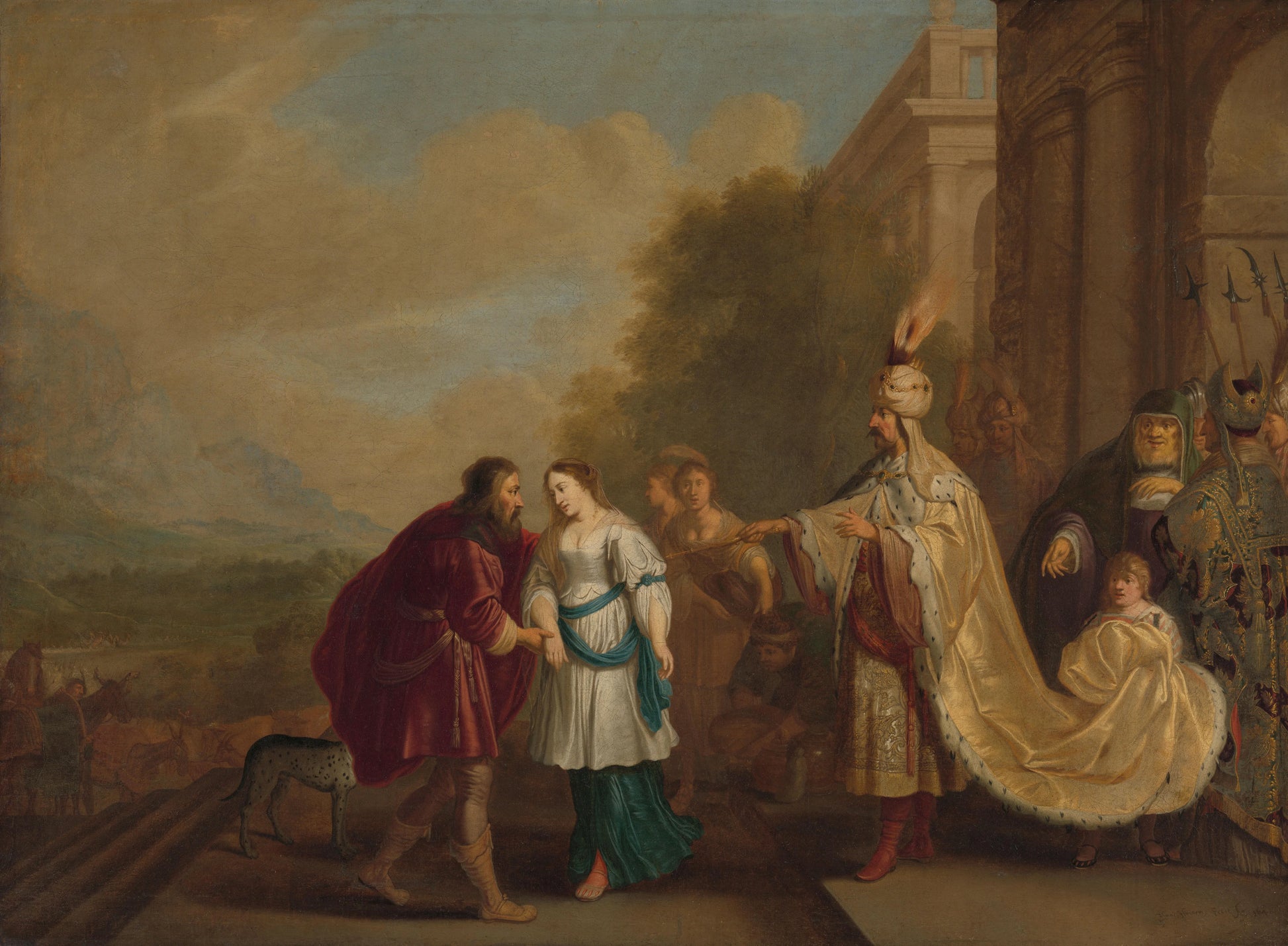 Pharaoh Gives Sarah Back to Abraham – Isaac Isaacsz (signed by artist) Vintage Art Print | Wall Art Poster